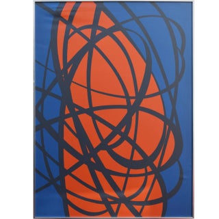 Vintage Mid Century Abstract Expressionist Silk Screen by Tom Tru For Sale