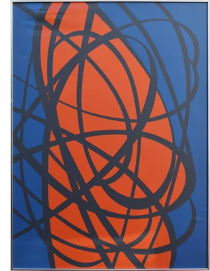 Vintage Mid Century Abstract Expressionist Silk Screen by Tom Tru