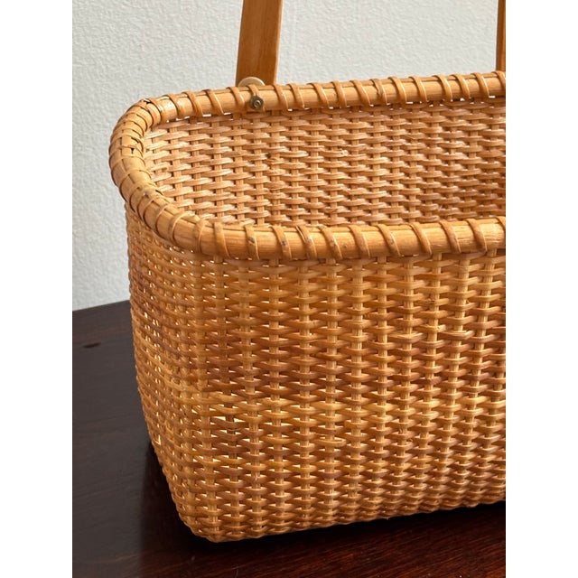 Vintage Nantucket Style Wall Pocket Basket For Sale - Image 12 of 13