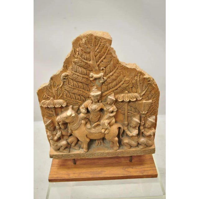 20th Century Thai Temple Style Buddhist Hand Carved Terracotta Figural Sculpture Statue For Sale - Image 10 of 10