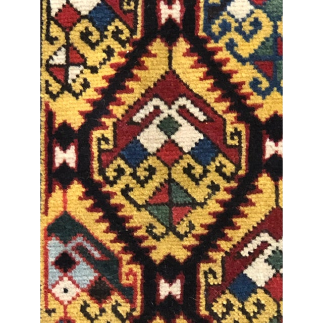 Textile 19th Century Yellow Green Red Caucasian Talish Rug For Sale - Image 7 of 16