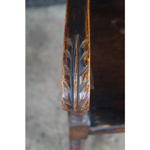 Brown 6 Antique Jacobean Spanish Revival Oak Dining Chairs Gothic Arched Back For Sale - Image 8 of 15
