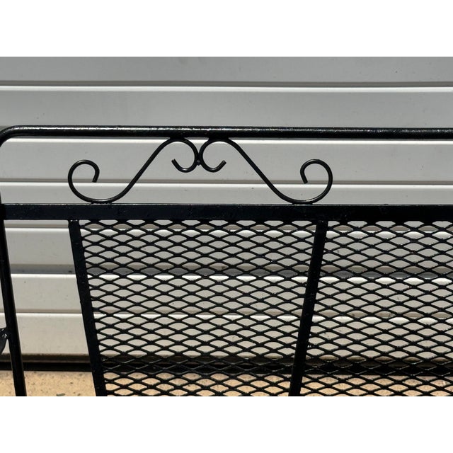 Woodard Furniture Co. Vintage Woodard Style Wrought Iron Mesh Patio Bench For Sale - Image 4 of 12