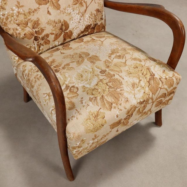 Vintage Armchairs in Beech and Fabric Upholstery, 1960s, Set of 2 For Sale - Image 4 of 9