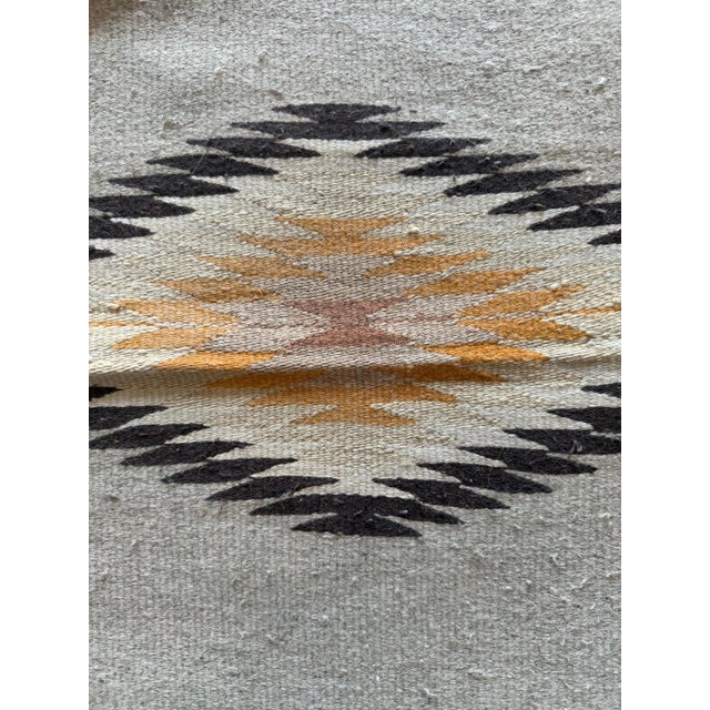 Textile Vintage Mexican Handwoven Rug Blanket C 1940 Diamond Motif Wool Textile, 2'x3'6" For Sale - Image 7 of 17