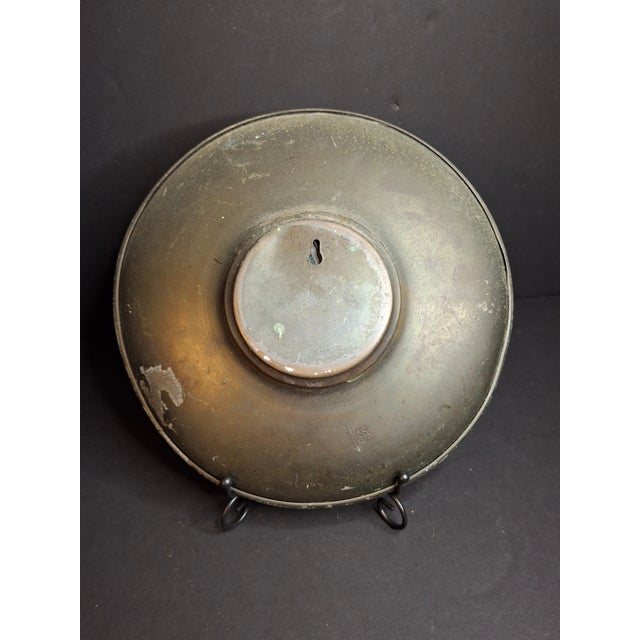 Vintage 1950s Heavy Pal-Bell Israel Verdigris Brass 9.5" Wall Plate Rabbi Shofar For Sale - Image 10 of 14