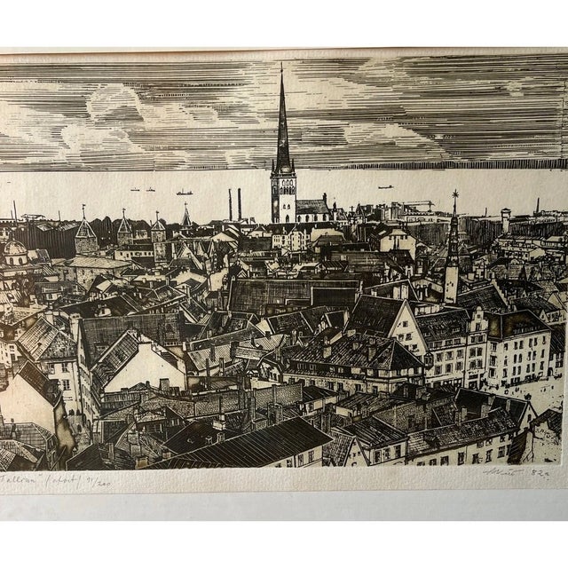 Capture the historic charm of Estonia with this beautiful vintage etching titled "Tallinn". This detailed architectural...