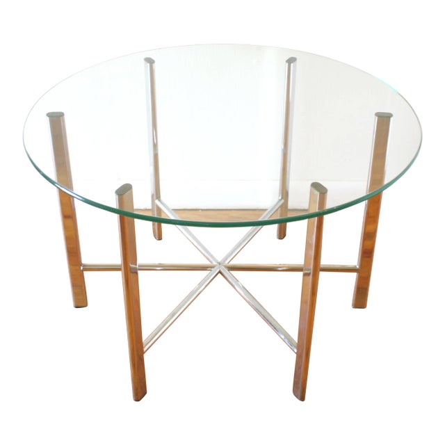 Mid Century Modern Chrome and Glass Starburst Table For Sale