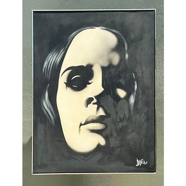 Vintage Monumental Original Oil Portrait on Canvas For Sale - Image 12 of 12