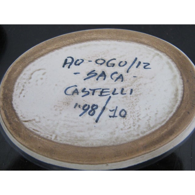 Castelli Italian Majolica Rabbit With Human Face Oval Pottery Box With Lid For Sale - Image 9 of 10