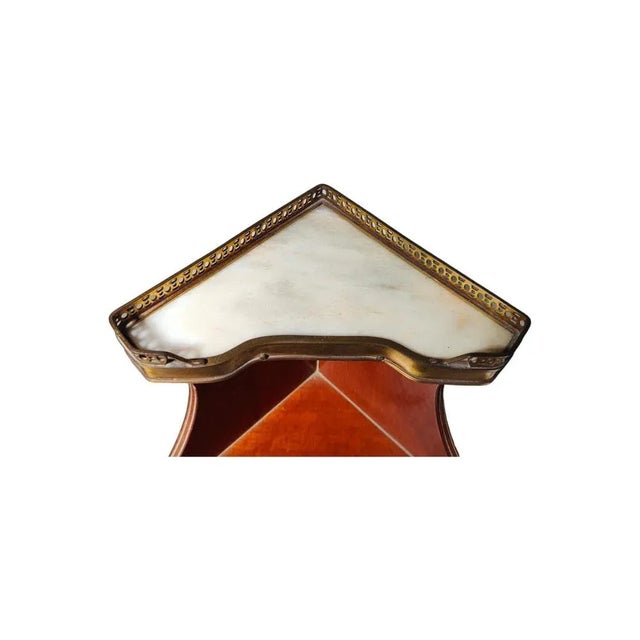 Corner Side Tables with Openwork Railing and Marble Top, 1880s, Set of 2 For Sale - Image 9 of 11