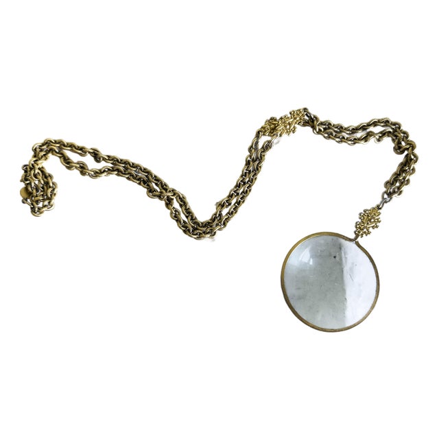 Vintage Accessocraft n.y.c. Gold Tone Lorgnette Magnifier Pendant Necklace For Sale
