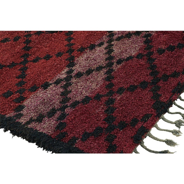 Traditional Vintage Moroccan Rug in Red With Black Diamond Patterns, From Rug & Kilim For Sale - Image 3 of 7