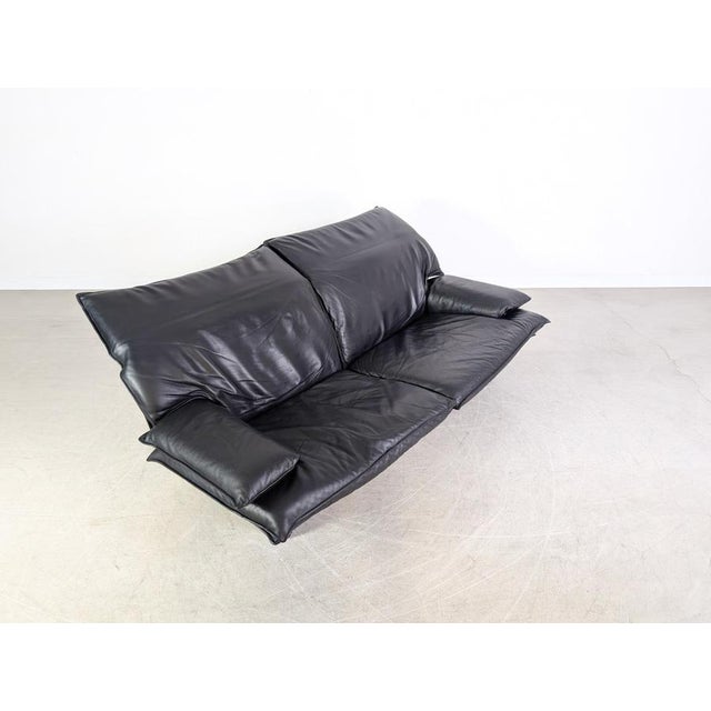 Vintage Italian 2-Seater Sofa in Black Leather, 1980s For Sale - Image 9 of 13