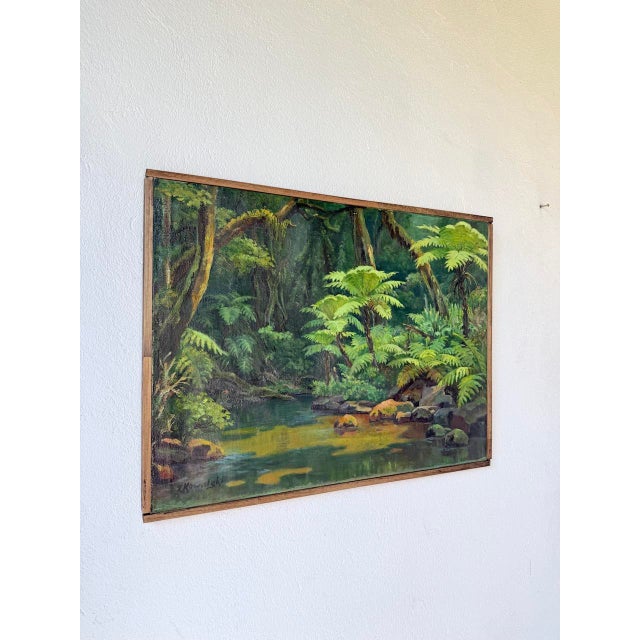 Jungle Forest Landscape, 1960s, Oil on Canvas For Sale - Image 4 of 18