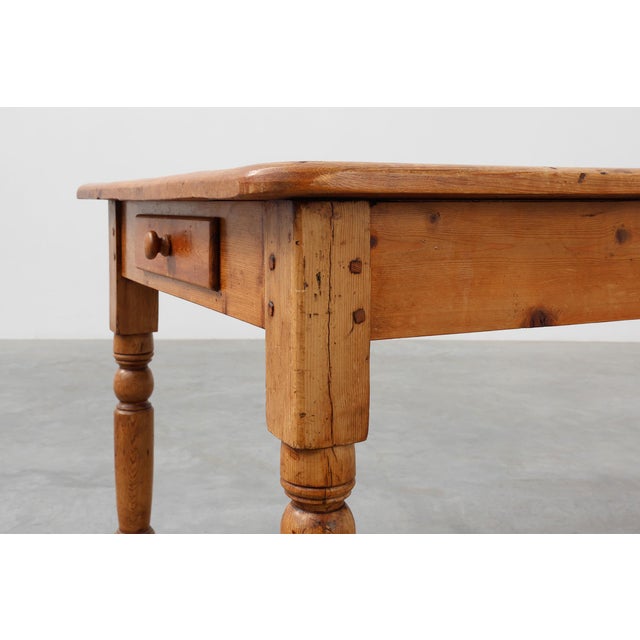 Brown Antique Pine Farmhouse Table, France, 19th Century For Sale - Image 8 of 13