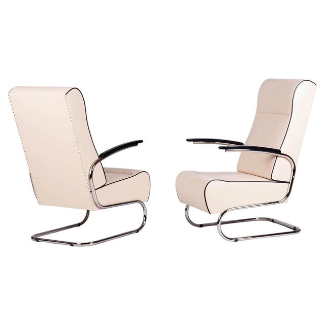 Bauhaus FN24 Armchairs in Leather attributed to Mücke-Melder, Czech, 1930s, Set of 2 For Sale - Image 18 of 18