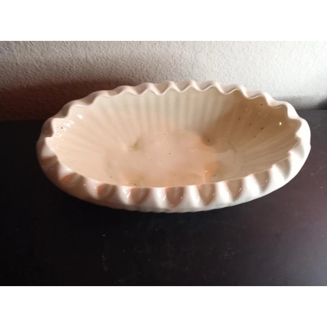 Beige 1970s Signed Ceramic Ruffled Edge Planter For Sale - Image 8 of 8