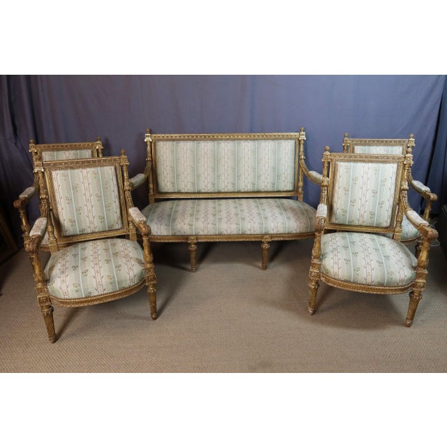 19th Century Giltwood Living Room Set, Set of 5 For Sale - Image 16 of 16