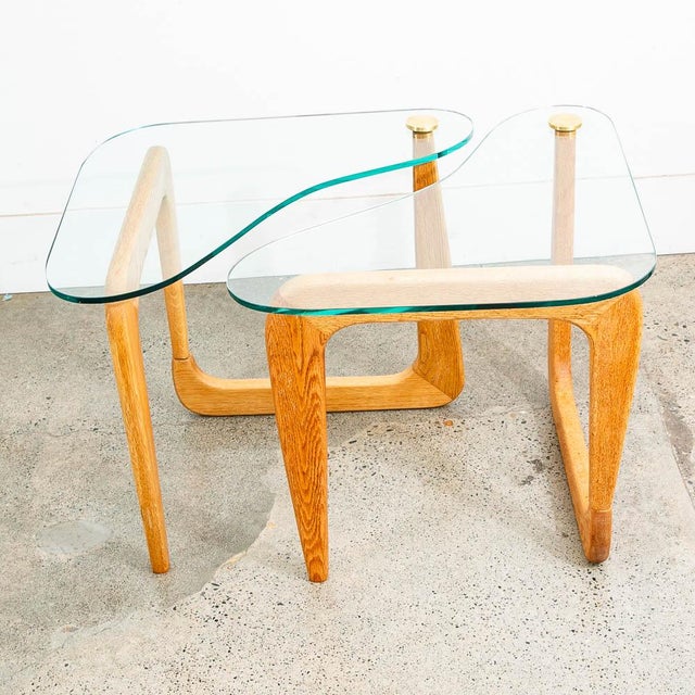 Mid-Century Modern 1960s Mid Century Modern Side Table Set Noguchi Style Nightstand White Oak Pair Two Nm For Sale - Image 3 of 12