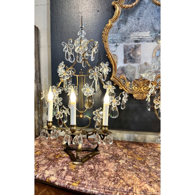 Metal Pair Large French Bagues-Style Gilt Bronze Girandoles For Sale - Image 7 of 13