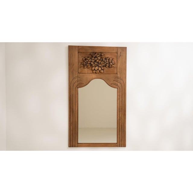 19th Century 19th Century France Art Nouveau Tan Wood Mirror For Sale - Image 5 of 7