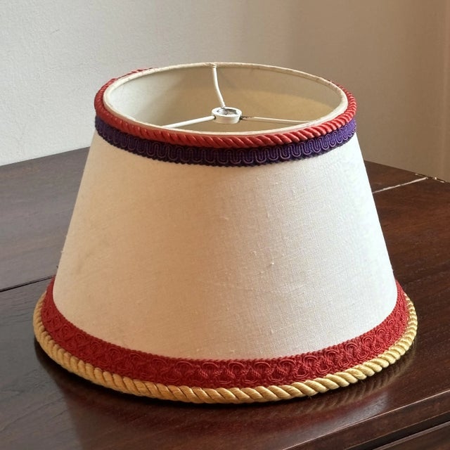 1950's Empire Style Lamp Shade W/ Red, Blue & Gold Trim For Sale - Image 11 of 12