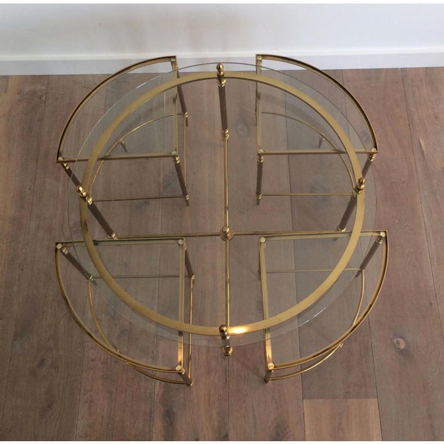 Neoclassical Round Coffee Table in Brass With 4 Nesting Tables by Maison Bagués - Set of 5 For Sale - Image 10 of 12