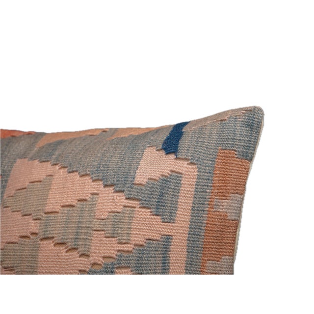 Soft Pastel Kilim Pillow – 16x16 Vintage Handwoven Geometric Cover For Sale - Image 11 of 11