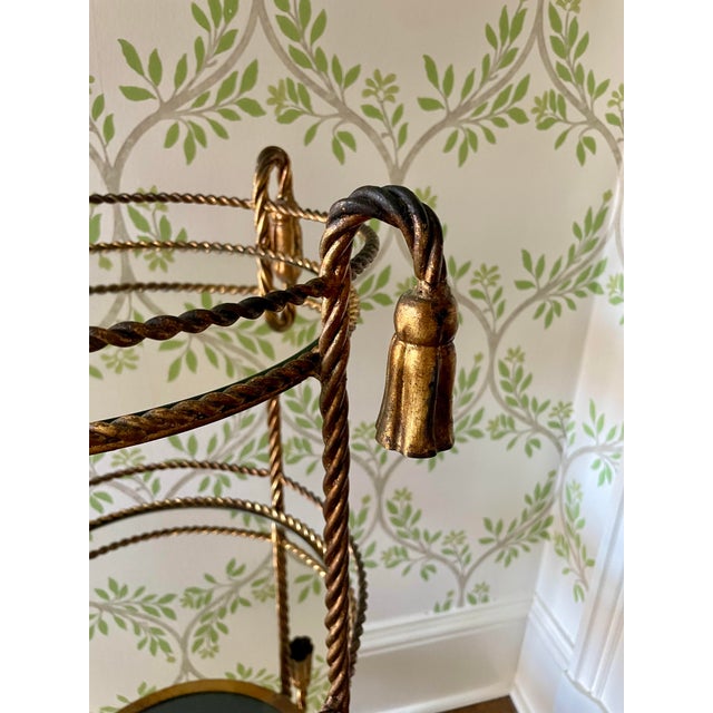 Vintage Gold Gilt Metal Twisted Rope and Tassel Etagere For Sale - Image 4 of 8