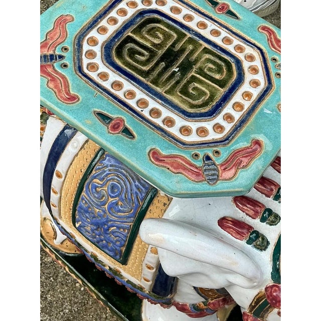 Ceramic Vintage Ceramic Elephant Low Stool For Sale - Image 7 of 12