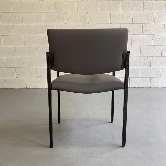 Mid 20th Century Mid-Century Modern Steel Frame Leather Armchair For Sale - Image 5 of 10