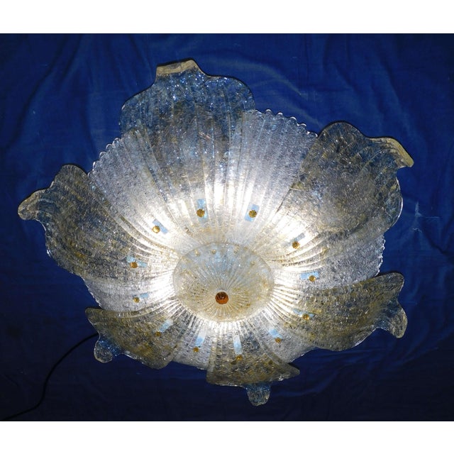 1960s Clear and Amber Graniglia Murano Flush Mount For Sale - Image 6 of 9