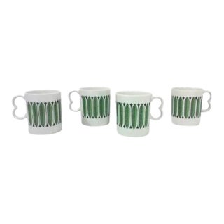 1960s Mod Green Porcelain Mugs - Set of Four For Sale
