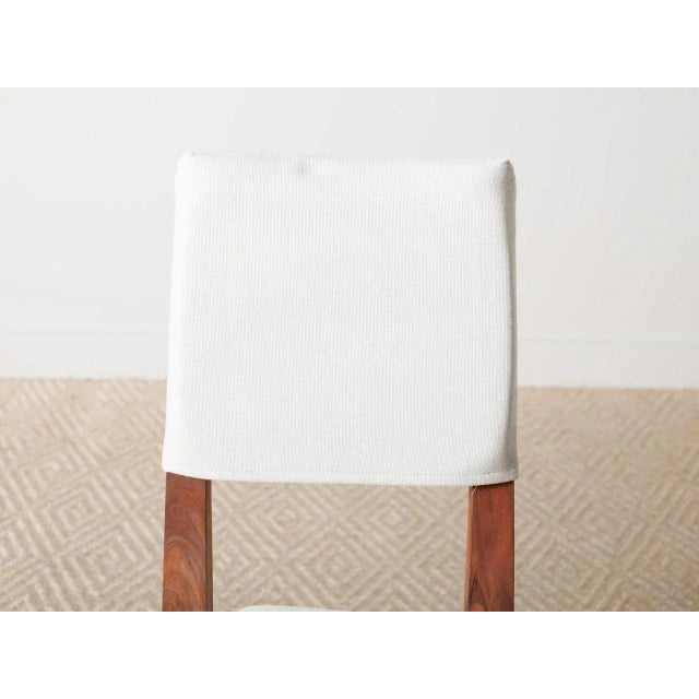 Traditional Traditional Cream Upholstered Teak Dining Chair For Sale - Image 3 of 5