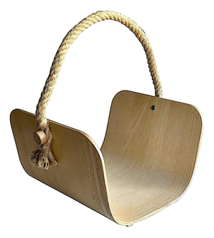 Ash Veneer Bentwood & Rope "Värmer" Fire Wood or Magazine Basket