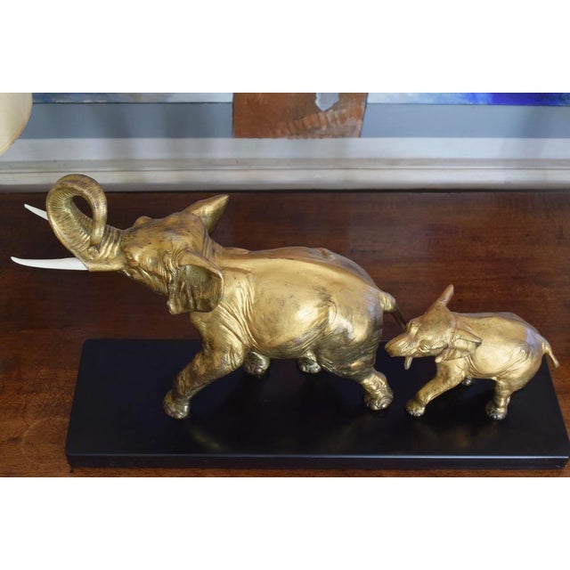 Irénée Rochard, Elephant with Baby, 1920s-1940s, Golden Spelter For Sale - Image 10 of 17