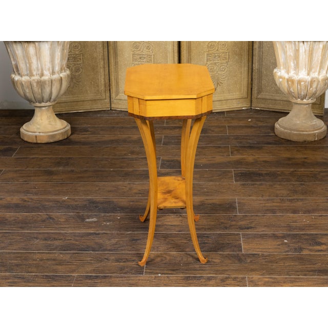 Wood Austrian Biedermeier 19th Century Table with Octagonal Top and Divided Drawer For Sale - Image 7 of 12