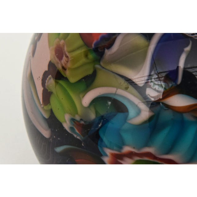 Glass Vintage Murano Fratelli Toso Millefiori Paperweight Blues, Reds, Green, Purple, Turquoise 50's For Sale - Image 7 of 11