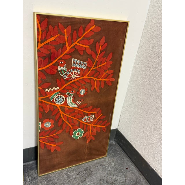 1980s Amos Amit Signed Three-Panel Framed Batik, Circa 1982 For Sale - Image 5 of 12