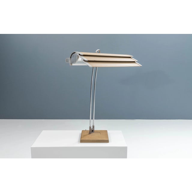 Metal French Architectural Desk Lamp in Casted Iron Steel and Ribbed Aluminum, 1960s For Sale - Image 7 of 10