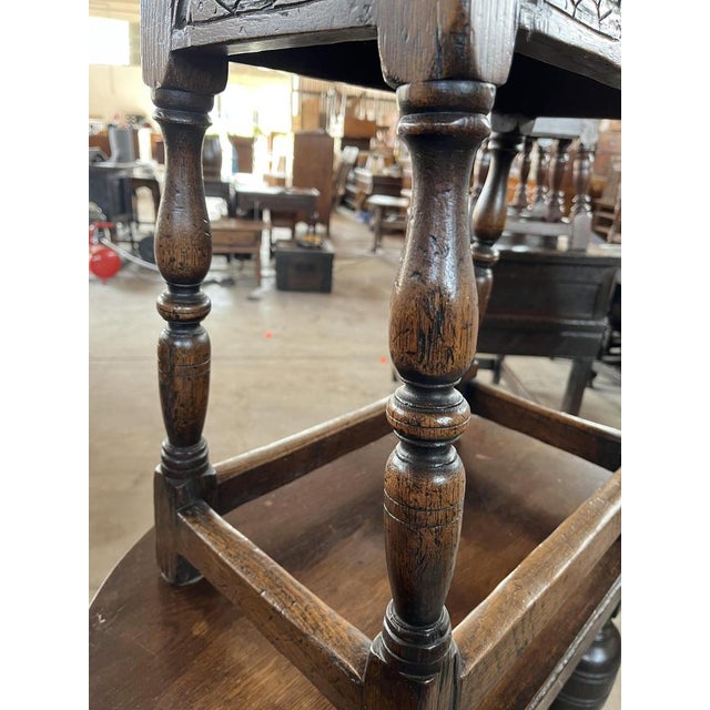19th Century Jacobean English Oak Joint Stool For Sale - Image 10 of 12