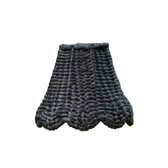 Petite Scalloped Black Seagrass Lamp Shade For Sale - Image 4 of 4