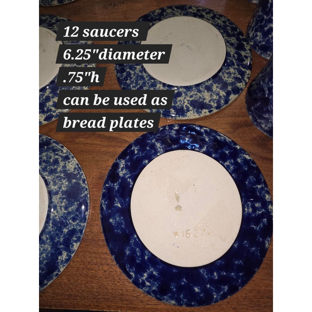 American Vintage Collection of Bennington Blue Agate Cups and Saucers For Sale - Image 3 of 14