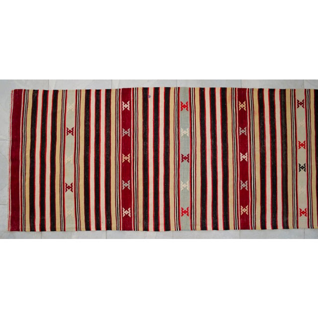 Ruby Red Vintage Turkish Runner Rug Kilim - Handmade Extra Long Hallway Decor , Stair Runner 2′10″ X 19′3″ For Sale - Image 8 of 16