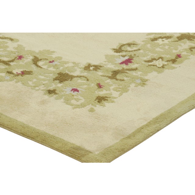 Antique Leleu French Art Deco Rug in Green With Floral Patterns - Rug & Kilim For Sale In New York - Image 6 of 7