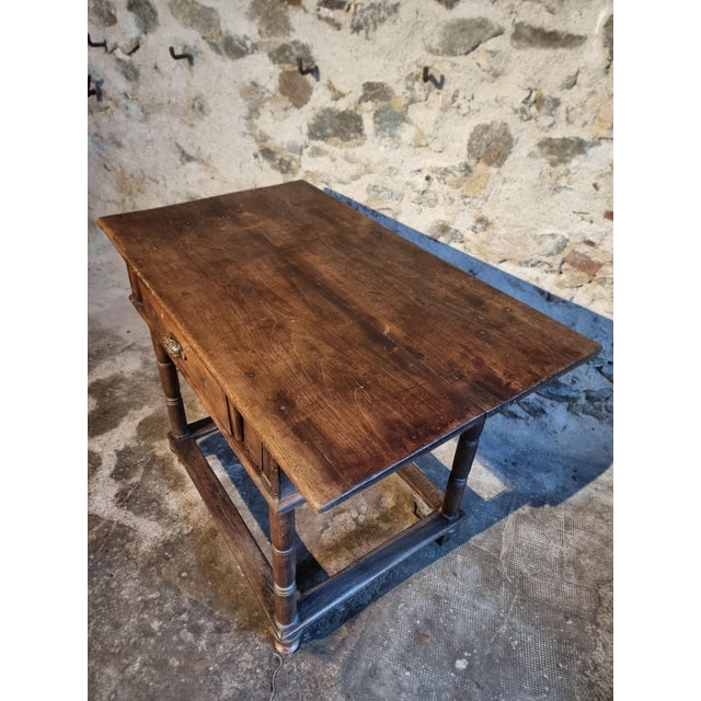 Wood French Rustic Oak Table with Drawer, Late 18th-Early 19th Century For Sale - Image 7 of 18