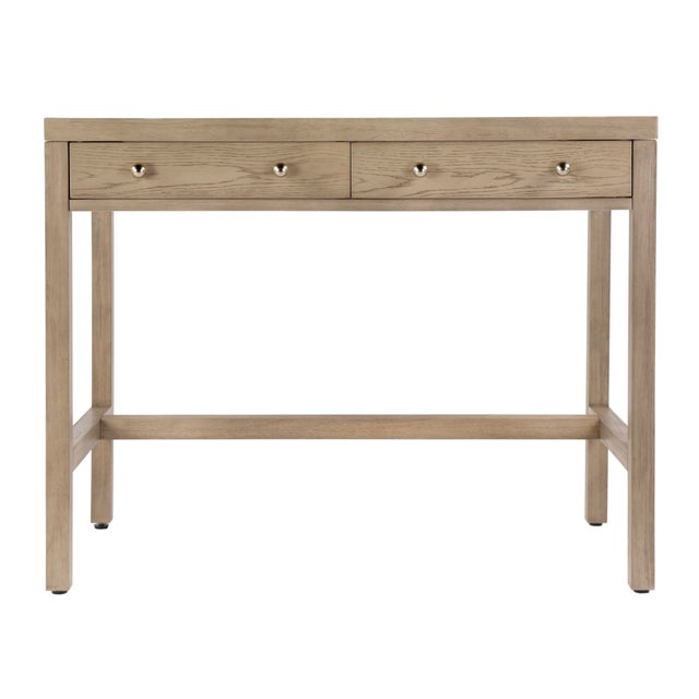 Nora 40 in. W Rectangular Wood 2 Drawer Writing Desk, Light Oak For Sale In Chicago - Image 6 of 11