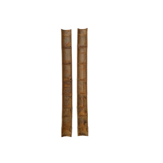 1970s Pair Chinese Green Calligraphy Writing Engraved Bamboo Wall Panels For Sale - Image 5 of 8