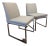 Pair of Modern Nuevo Savine Light Grey Tweed Dining Chairs With Polished Stainless Cantilever Bases For Sale